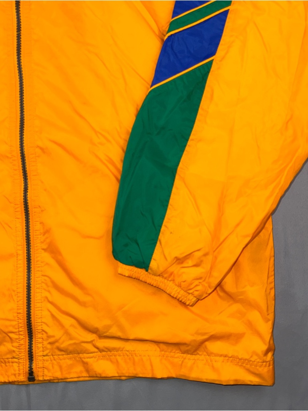 Vintage Brazil Jacket Mens Medium Yellow Soccer France 98 World Cup Adidas 90s - Picture 9 of 12